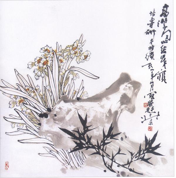 竹石水仙图
