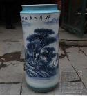 名人陶瓷花瓶手绘青花山水箭筒